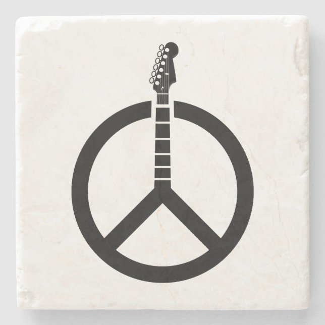 Posavasos De Piedra Signo de paz de guitarra (Anverso)