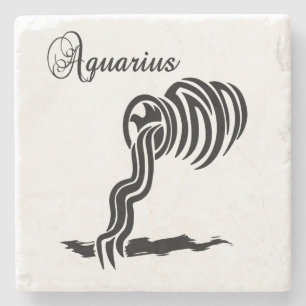 Posavasos De Piedra Signo y símbolo zodiacal de Acuario