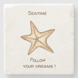 Posavasos De Piedra Sigue tus sueños acuarela Seatime Estrella de Mar