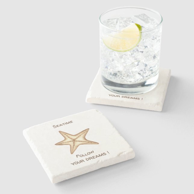 Posavasos De Piedra Sigue tus sueños acuarela Seatime Starfish (Lateral)