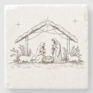 Posavasos De Piedra "Silent Night Nativity