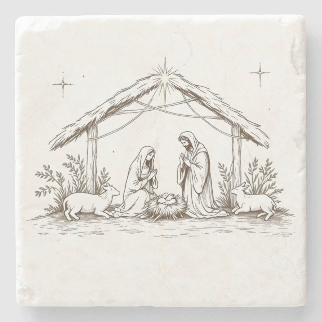Posavasos De Piedra "Silent Night Nativity  (Anverso)