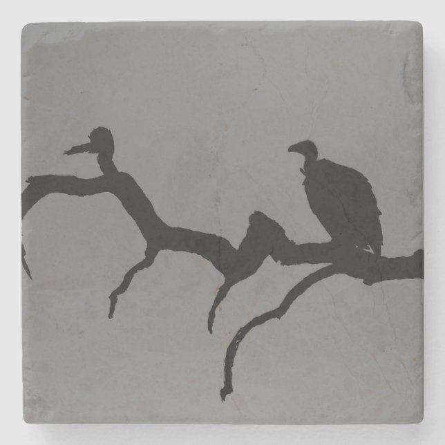 Posavasos De Piedra Silhouette de buitres (Anverso)