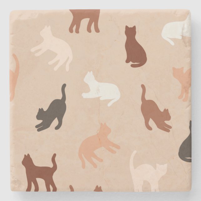 Posavasos De Piedra Silhouette de gato (Anverso)