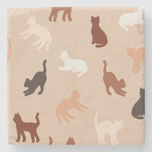 Posavasos De Piedra Silhouette de gato (Anverso)