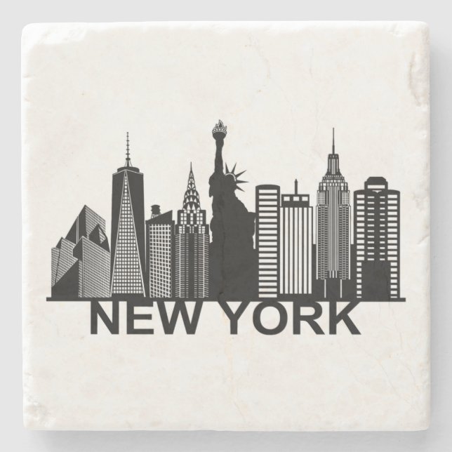 Posavasos De Piedra Silhouette de Nueva York (Anverso)