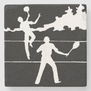 Posavasos De Piedra Silhouette de tenis retro