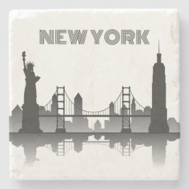 Posavasos De Piedra Silhouette Moderno en Nueva York City Skyline