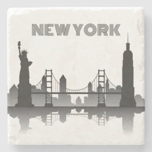 Posavasos De Piedra Silhouette Moderno en Nueva York City Skyline