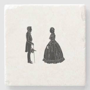 Posavasos De Piedra silueta de abraham lincoln mary todd lincoln