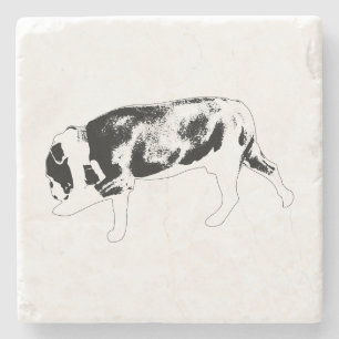 Posavasos De Piedra Silueta de Bulldog Caminando con Sombreado Texturi