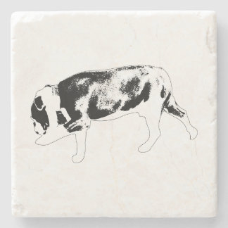 Posavasos De Piedra Silueta de Bulldog Caminando con Sombreado Texturi