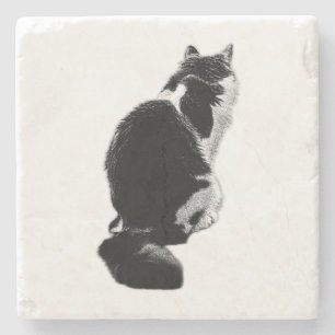 Posavasos De Piedra Silueta de tinta elegante para gatos de silueta re