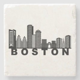 Posavasos De Piedra Silueta del horizonte de Boston 