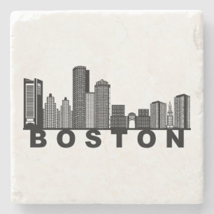 Posavasos De Piedra Silueta del horizonte de Boston