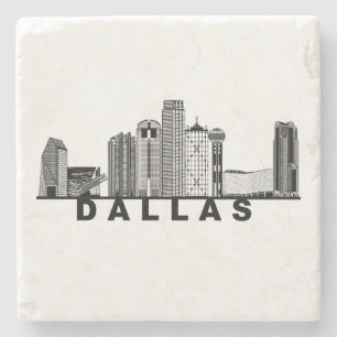 Posavasos De Piedra Silueta del horizonte de Dallas