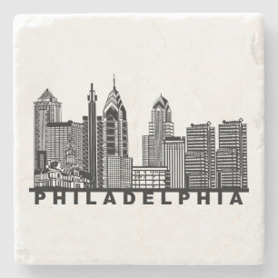 Posavasos De Piedra Silueta del horizonte de Filadelfia