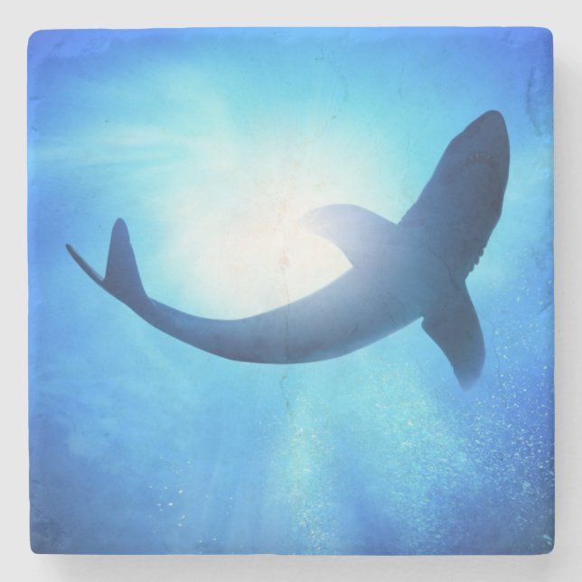 Posavasos De Piedra Silueta del tiburón del océano profundo (Anverso)