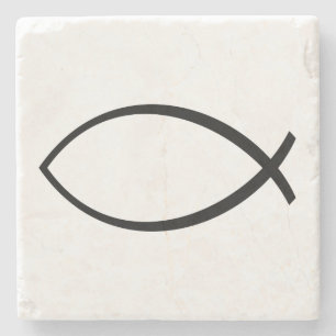 Posavasos De Piedra Símbolo cristiano de pescado (Ichthys)