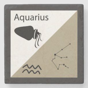 Posavasos De Piedra Símbolo curado de zodiaco, Rótulo y diseño estelar
