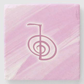 Posavasos De Piedra Símbolo de Reiki Cho Ku Rei escoria rosa de piedra