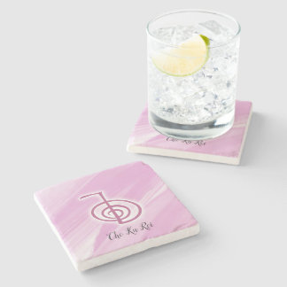Posavasos De Piedra Símbolo de Reiki Cho Ku Rei escoria rosa de piedra