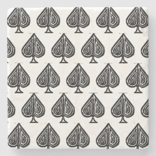 Posavasos De Piedra Símbolo de tarjeta de reproducción negra Spades Sh