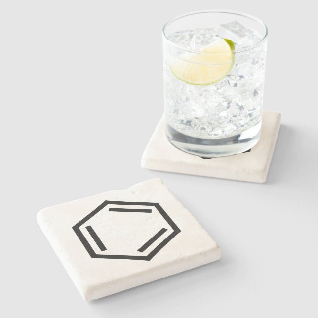 POSAVASOS DE PIEDRA SÍMBOLO DEL ANILLO DE BENZENE (Lateral)