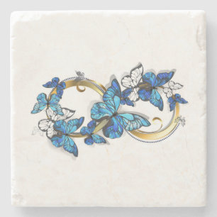 Posavasos De Piedra Símbolo infinito de mariposas Morpho azules