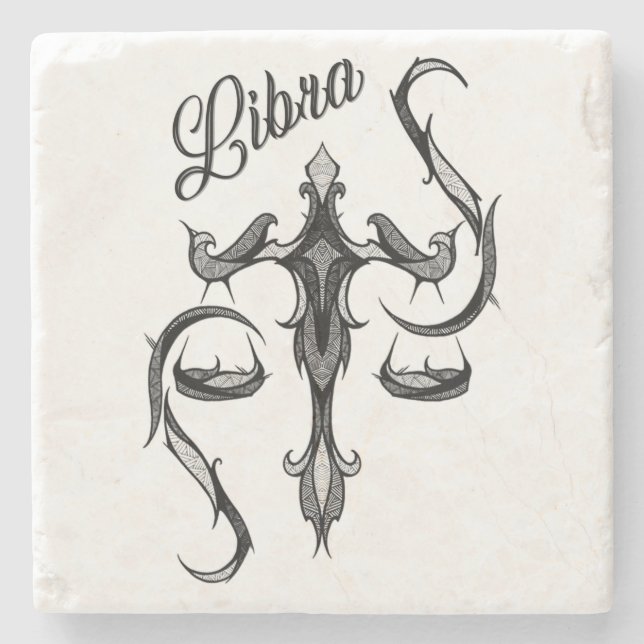 Posavasos De Piedra Símbolo libra zodiac (Anverso)