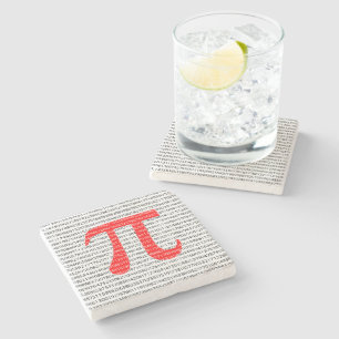 Posavasos De Piedra Símbolo matemático del día pi del número rojo orig
