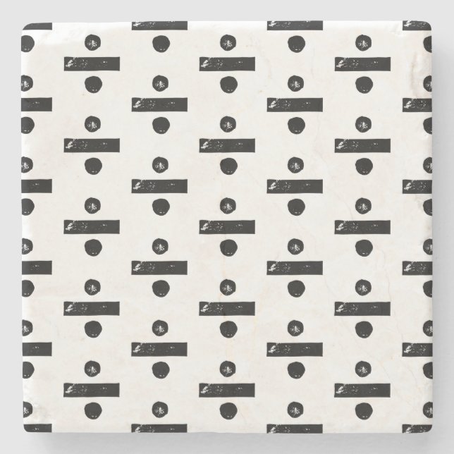 Posavasos De Piedra Símbolo matemático "Dividir" blanco y negro corte  (Anverso)