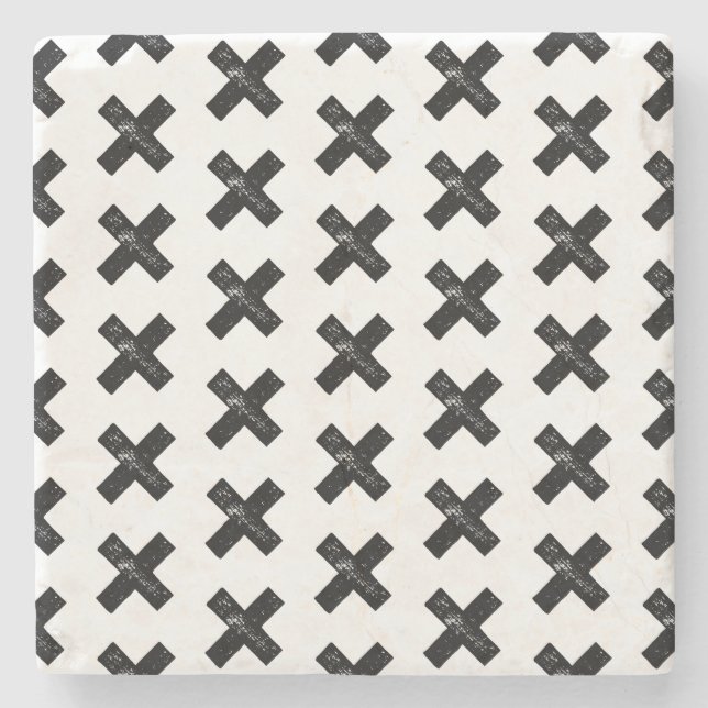 Posavasos De Piedra Símbolo matemático "Multiplicar" blanco y negro co (Anverso)