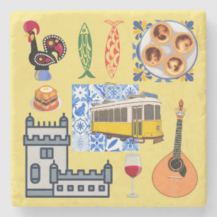 Posavasos De Piedra Símbolos de la ciudad de Lisboa