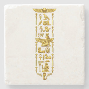 Posavasos De Piedra Símbolos dorados del antiguo Egipto – Jeroglíficos