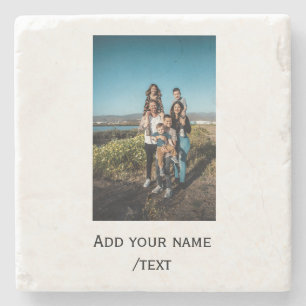 Posavasos De Piedra simple agrega tu texto foto familia vacaciones niñ