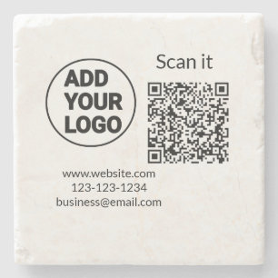 Posavasos De Piedra Simple código qr minimalista agregar logo escanear