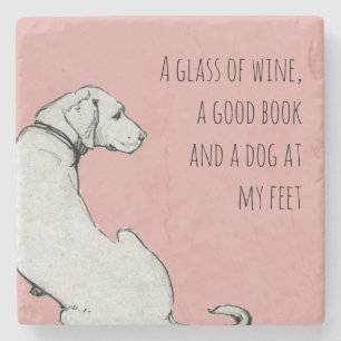 Posavasos De Piedra Simple Labrador Art Dog Mom Cita Rosa