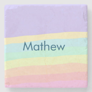 Posavasos De Piedra simple letra inicial monograma añada su nombre