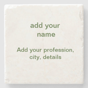 Posavasos De Piedra Simple minimal verde añade tu texto nombre foto pe