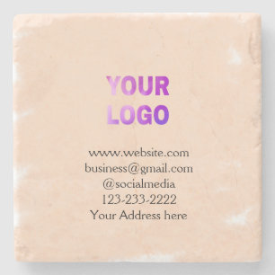 Posavasos De Piedra simple mínimo añadir su logotipo/diseño aquí texto
