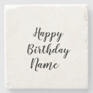 Posavasos De Piedra simple mínimo feliz cumpleaños añadir tu nombre