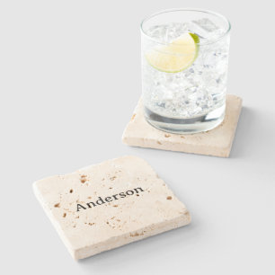 Posavasos De Piedra Simple negocio profesional 4" x 4" Travertino