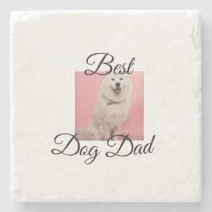 Posavasos De Piedra Simple regalo de foto de perro con nombre en color