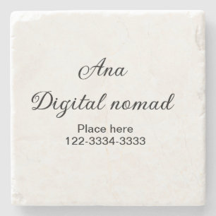 Posavasos De Piedra Simple texto mínimo añadir nombre lugar ciudad tel