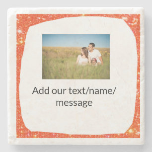 Posavasos De Piedra Simple y mínimo añadir tu purpurina de texto de fo