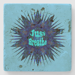 Posavasos De Piedra Simplemente respira la estrella azul del yoga,