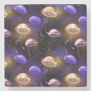 Posavasos De Piedra Sin soldadura con medusas brillantes