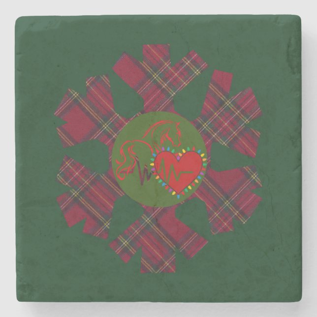 Posavasos De Piedra Single Plaid Snowflake  (Anverso)