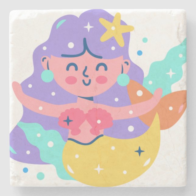 Posavasos De Piedra Sirena amarilla (Anverso)
